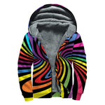 Rainbow Torus Psychedelic Print Sherpa Lined Zip Up Hoodie