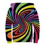 Rainbow Torus Psychedelic Print Sherpa Lined Zip Up Hoodie