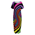 Rainbow Torus Psychedelic Print Short Sleeve Long Nightdress