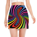 Rainbow Torus Psychedelic Print Side Slit Mini Skirt