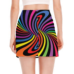 Rainbow Torus Psychedelic Print Side Slit Mini Skirt