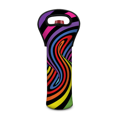 Rainbow Torus Psychedelic Print Single Neoprene Wine Tote