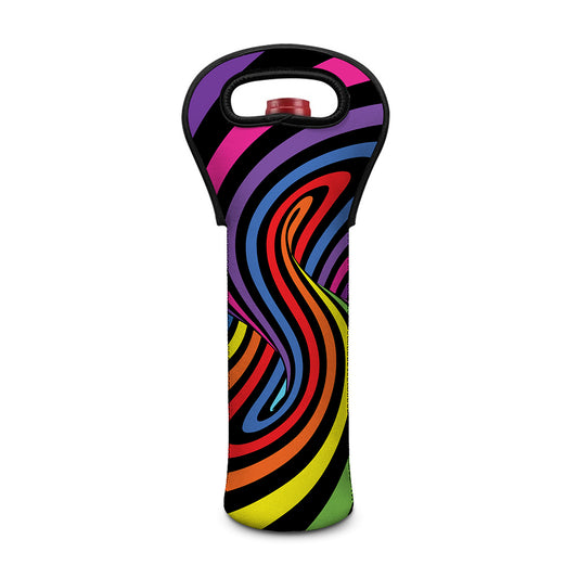 Rainbow Torus Psychedelic Print Single Neoprene Wine Tote