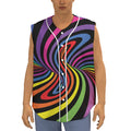 Rainbow Torus Psychedelic Print Sleeveless Baseball Jersey