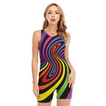 Rainbow Torus Psychedelic Print Sleeveless One Piece Swimsuit