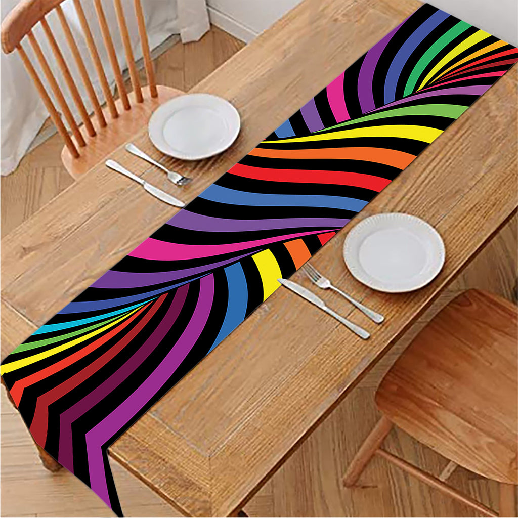 Rainbow Torus Psychedelic Print Table Runner