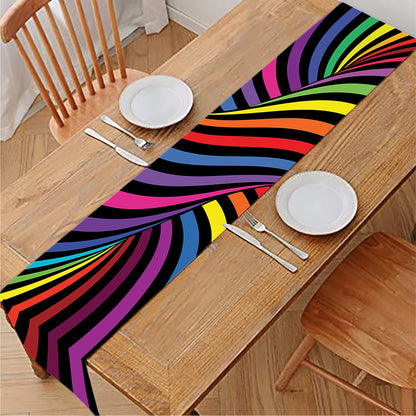 Rainbow Torus Psychedelic Print Table Runner