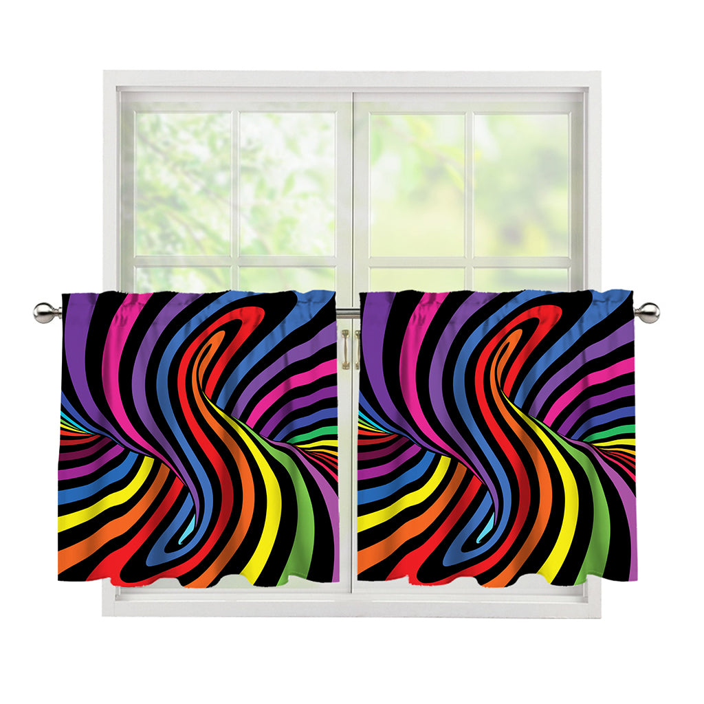 Rainbow Torus Psychedelic Print Tier Curtains
