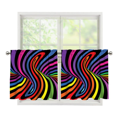 Rainbow Torus Psychedelic Print Tier Curtains
