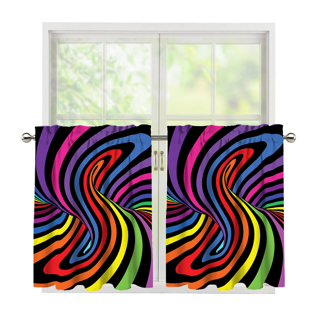Rainbow Torus Psychedelic Print Tier Curtains