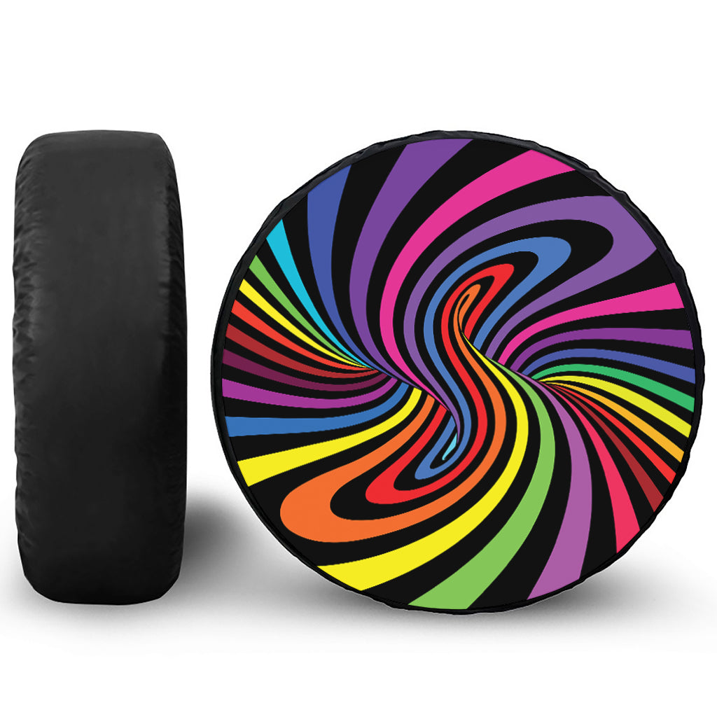 Rainbow Torus Psychedelic Print Tire Cover