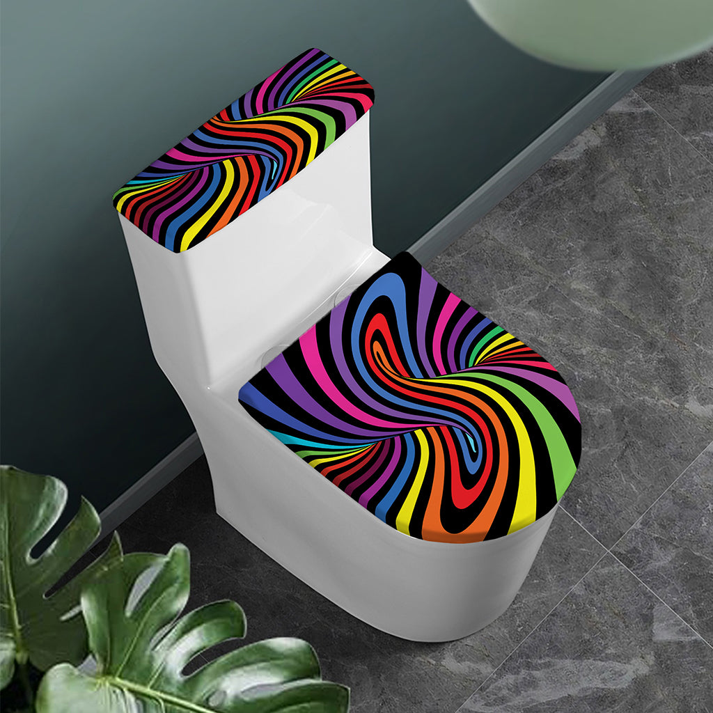 Rainbow Torus Psychedelic Print Toilet Lid And Tank Cover Set