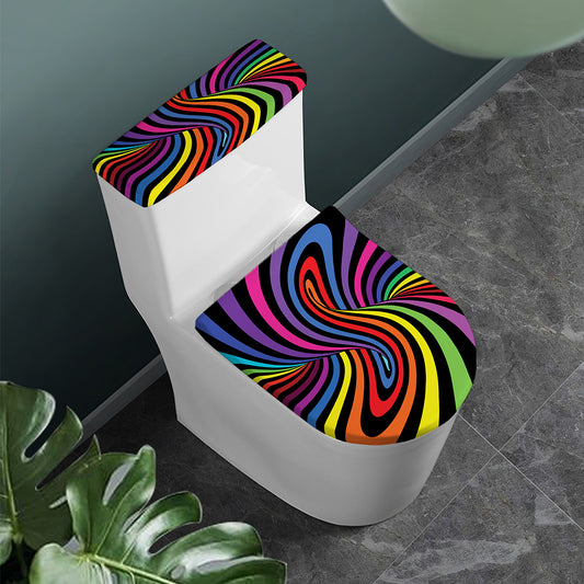 Rainbow Torus Psychedelic Print Toilet Lid And Tank Cover Set
