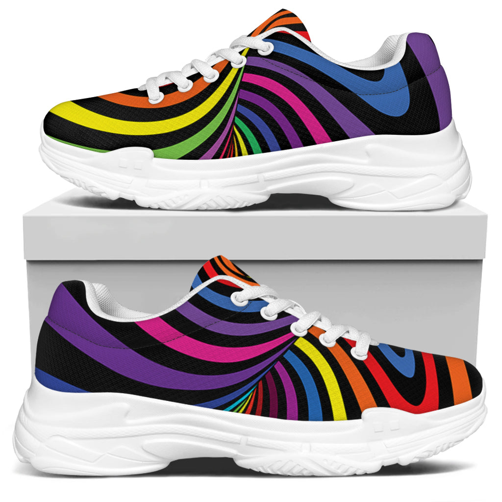 Rainbow Torus Psychedelic Print White Chunky Shoes