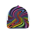 Rainbow Torus Psychedelic Print White Mesh Trucker Hat