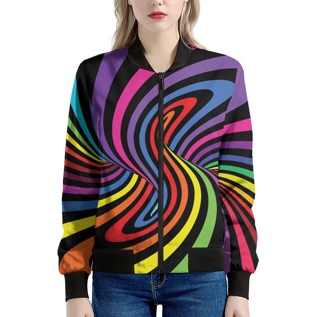 Rainbow Torus Psychedelic Print Women's Bomber Jacket