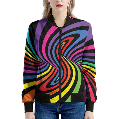 Rainbow Torus Psychedelic Print Women's Bomber Jacket