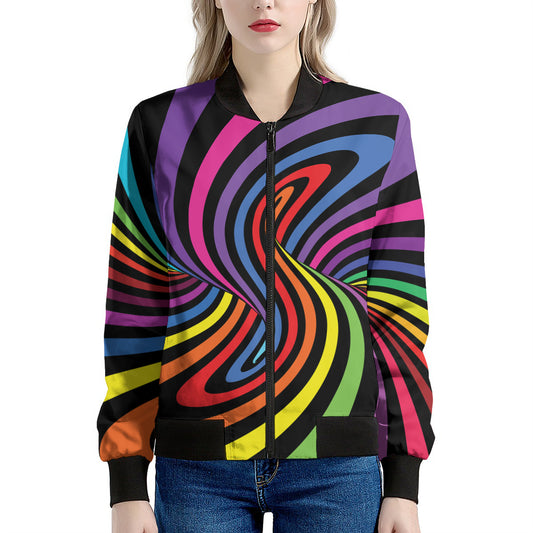 Rainbow Torus Psychedelic Print Women's Bomber Jacket