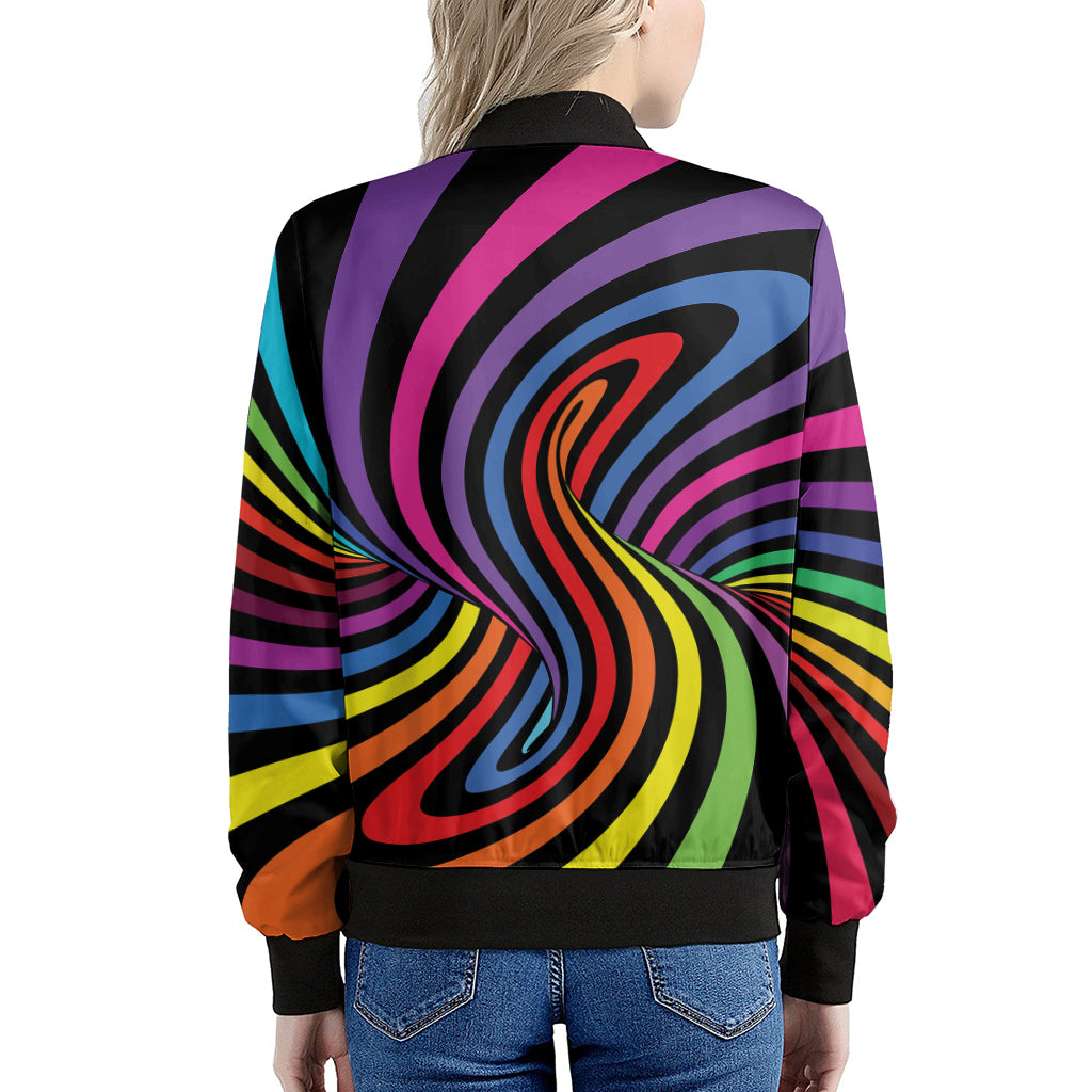Rainbow Torus Psychedelic Print Women's Bomber Jacket