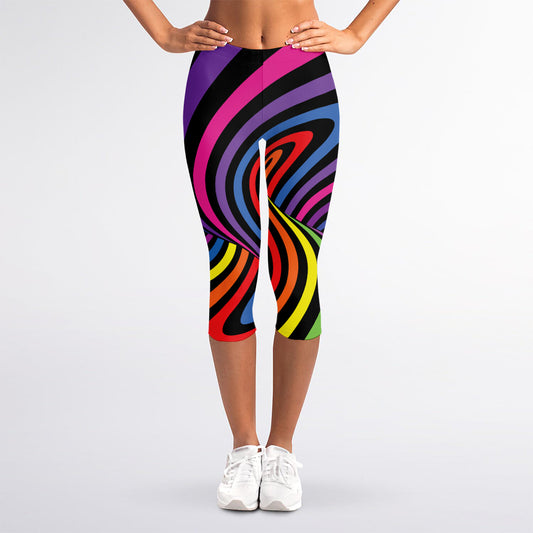 Rainbow Torus Psychedelic Print Women's Capri Leggings