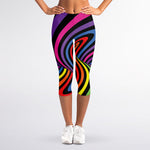 Rainbow Torus Psychedelic Print Women's Capri Leggings