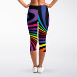 Rainbow Torus Psychedelic Print Women's Capri Leggings