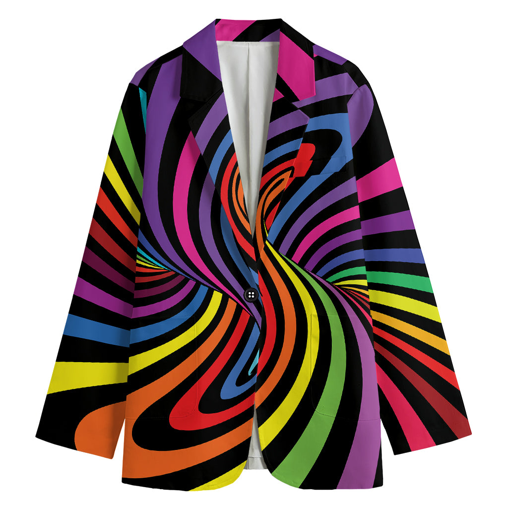 Rainbow Torus Psychedelic Print Women's Cotton Blazer