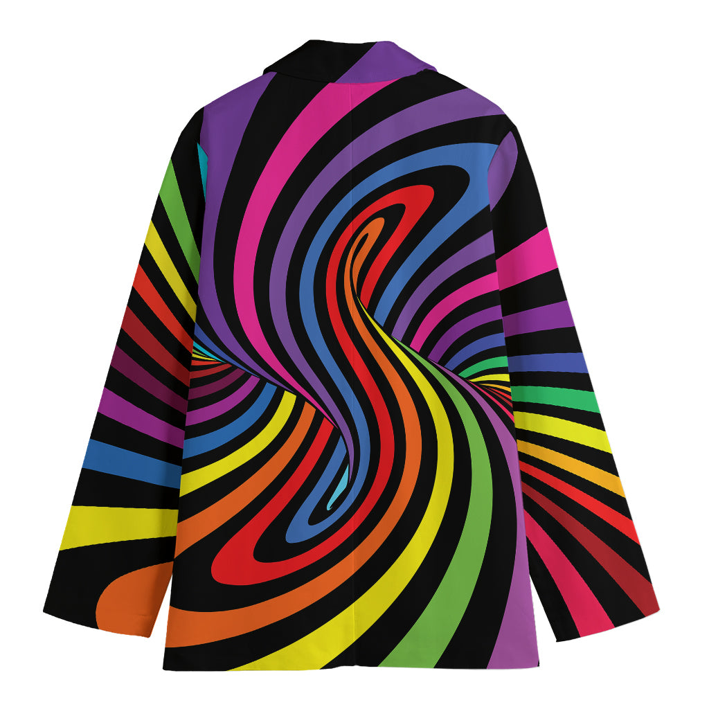 Rainbow Torus Psychedelic Print Women's Cotton Blazer