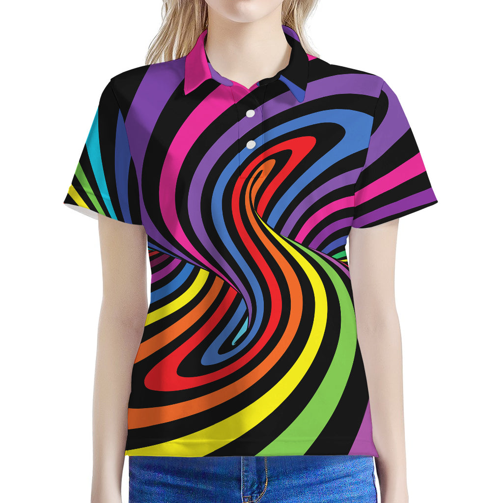 Rainbow Torus Psychedelic Print Women's Polo Shirt