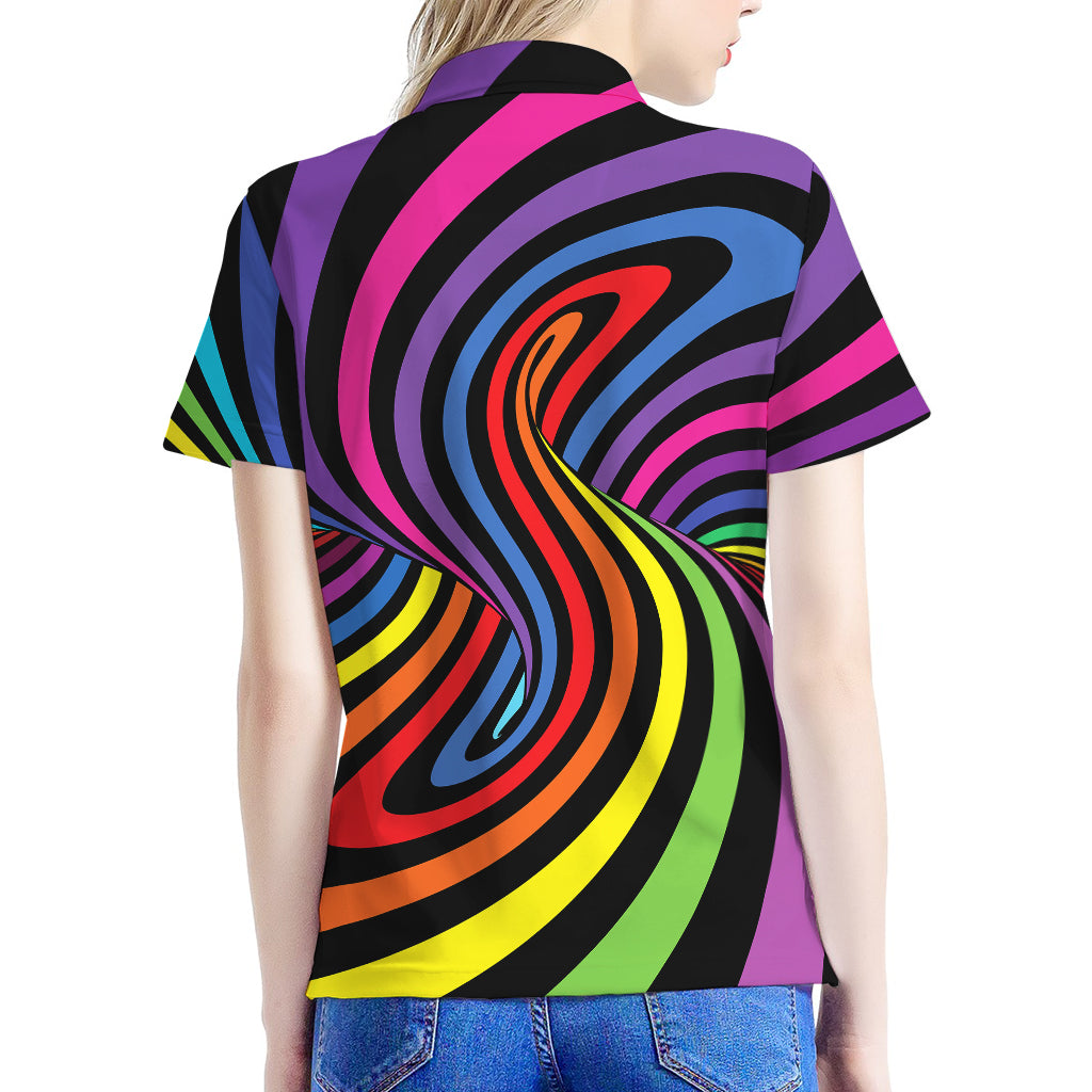Rainbow Torus Psychedelic Print Women's Polo Shirt