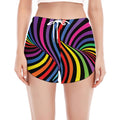Rainbow Torus Psychedelic Print Women's Split Running Shorts