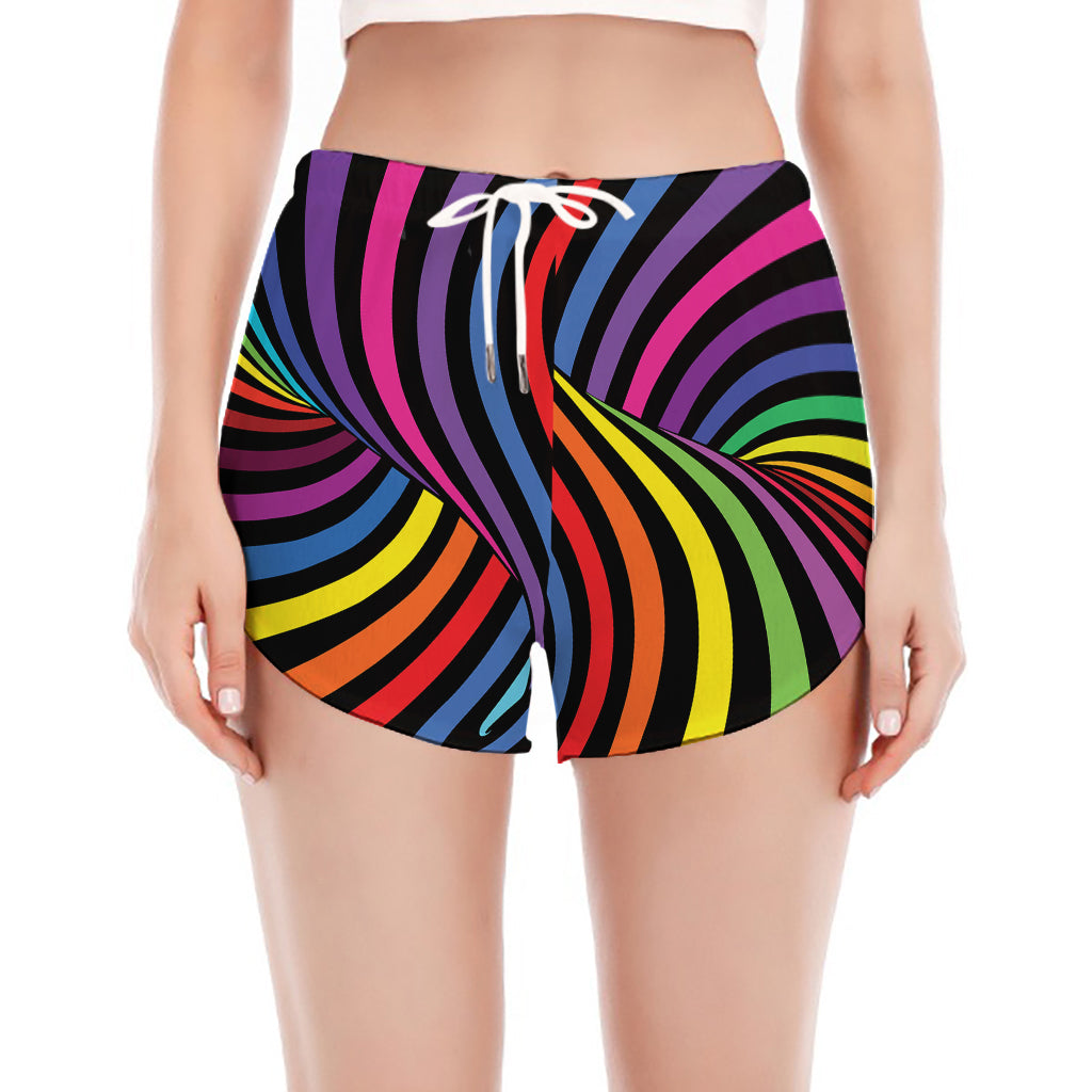 Rainbow Torus Psychedelic Print Women's Split Running Shorts