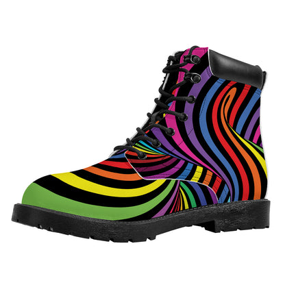 Rainbow Torus Psychedelic Print Work Boots