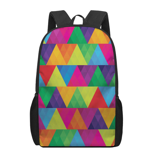 Rainbow Triangles Pattern Print 17 Inch Backpack