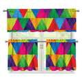 Rainbow Triangles Pattern Print 3 Piece Kitchen Curtains