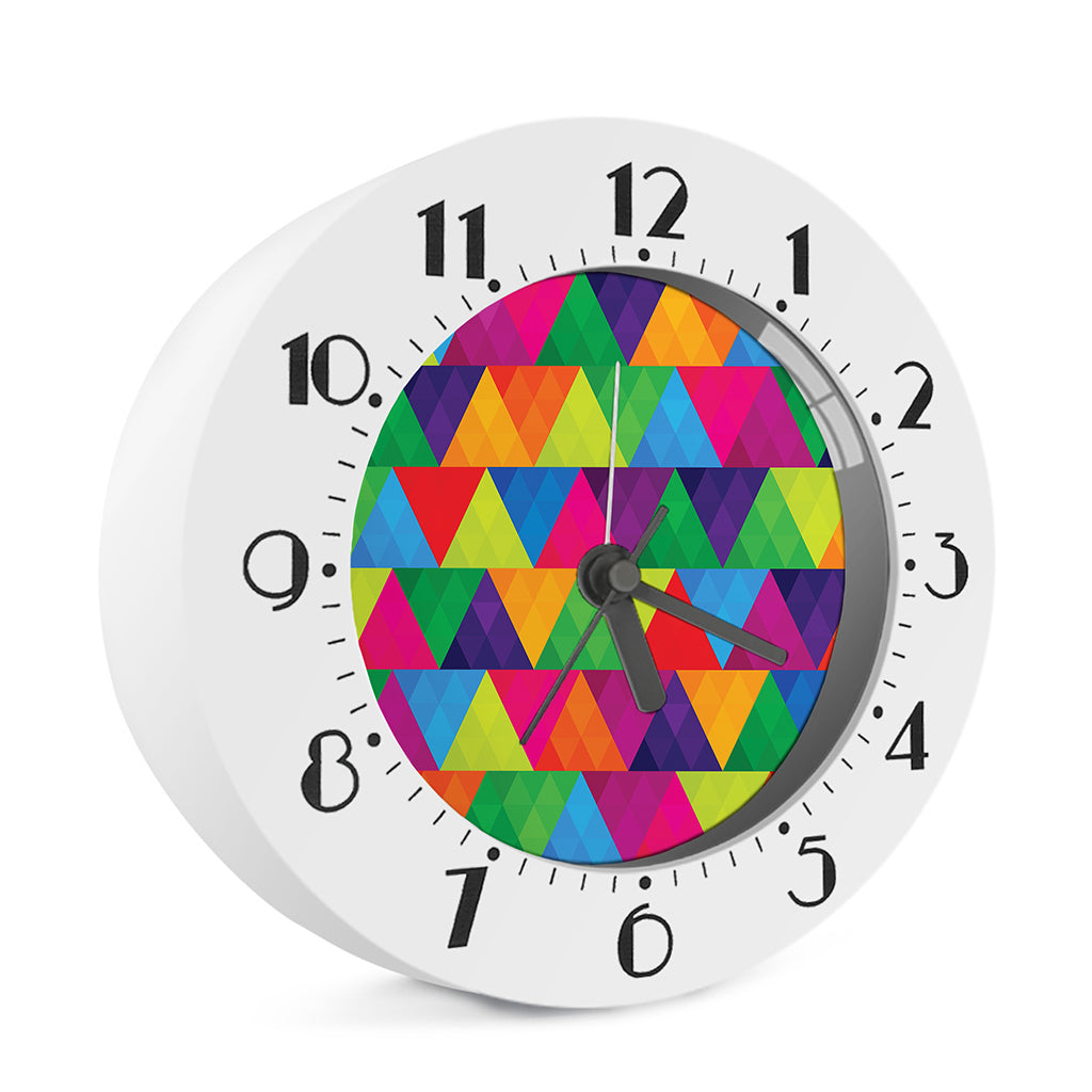 Rainbow Triangles Pattern Print Alarm Clock