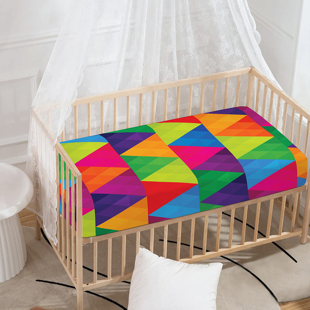 Rainbow Triangles Pattern Print Baby Crib Sheet