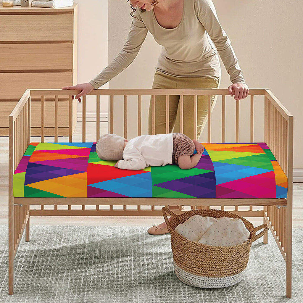 Rainbow Triangles Pattern Print Baby Crib Sheet