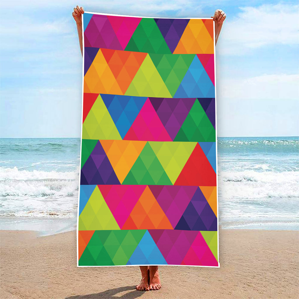 Rainbow Triangles Pattern Print Beach Towel