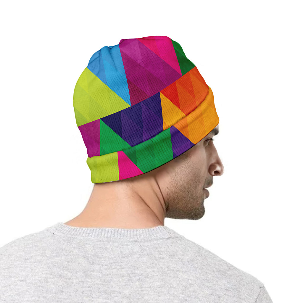 Rainbow Triangles Pattern Print Beanie