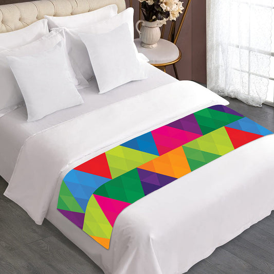 Rainbow Triangles Pattern Print Bed Runner