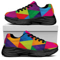 Rainbow Triangles Pattern Print Black Chunky Shoes