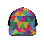 Rainbow Triangles Pattern Print Black Mesh Trucker Cap