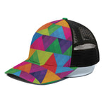 Rainbow Triangles Pattern Print Black Mesh Trucker Cap