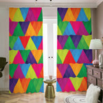 Rainbow Triangles Pattern Print Blackout Pencil Pleat Curtains