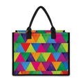 Rainbow Triangles Pattern Print Canvas Tote Bag