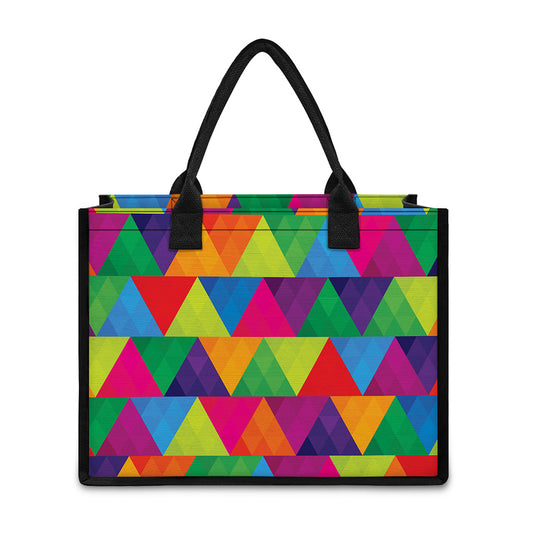 Rainbow Triangles Pattern Print Canvas Tote Bag