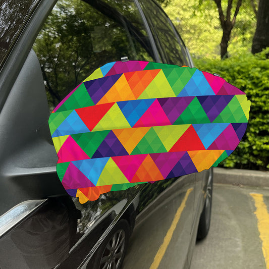Rainbow Triangles Pattern Print Car Side Mirror Covers