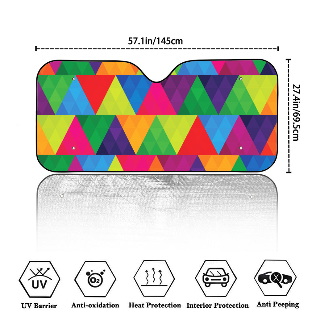 Rainbow Triangles Pattern Print Car Windshield Sun Shade