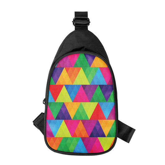 Rainbow Triangles Pattern Print Chest Bag